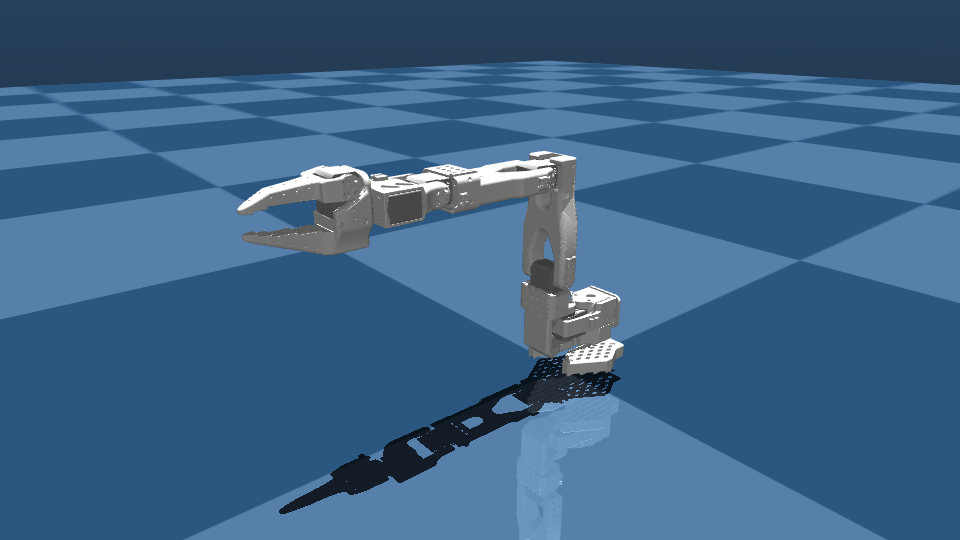 what the code above built: the SO-101 at its zero pose
